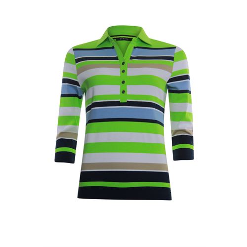 RS Sports ladieswear t-shirts & tops - t-shirt polo stripe rib jersey. available in size  (blue,multicolor,olive)