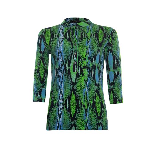 RS Sports ladieswear t-shirts & tops - t-shirt standup collar printed rib jersey 3/4sl. available in size  (blue,multicolor,olive)