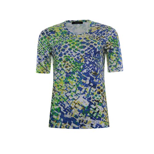 RS Sports dameskleding t-shirts & tops - t-shirt allover print. beschikbaar in maat  (blauw,geel,multicolor,olijf)