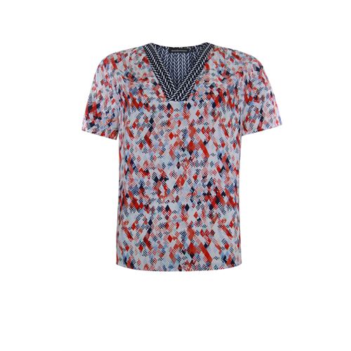 Anotherwoman ladieswear blouses & tunics - v-neck blouse in multicolour print short sleeves. available in size  (blue,multicolor,off-white,red)