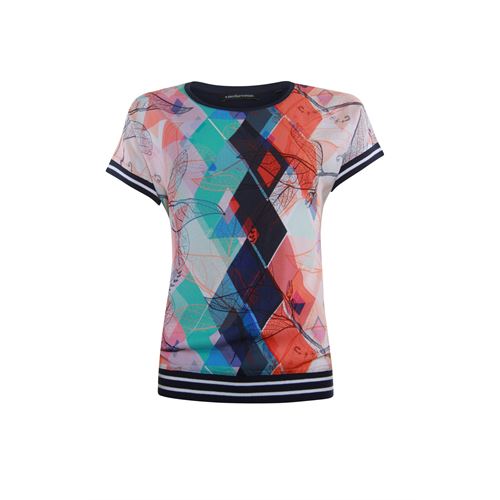 Anotherwoman ladieswear t-shirts & tops - t-shirt woven front jersey back. available in size  (blue,multicolor,off-white,red)