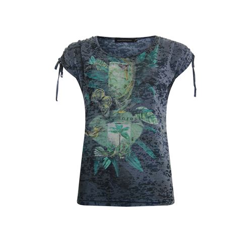 Anotherwoman dameskleding t-shirts & tops - t-shirt met koord detail op de schouder. beschikbaar in maat  (blauw,geel,groen,multicolor)