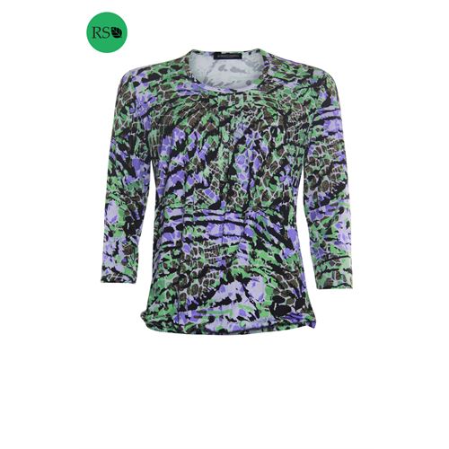 Roberto Sarto dameskleding t-shirts & tops - blouson met ronde hals. beschikbaar in maat  (groen,multicolor)