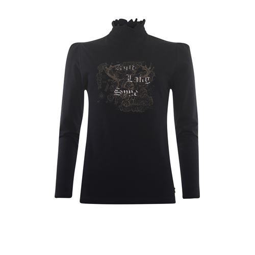 Anotherwoman dameskleding t-shirts & tops - shirt met smock kraag. beschikbaar in maat 38,40,42,44,46 (multicolor,zwart)