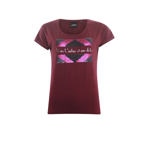 Poools dameskleding t-shirts & tops - t-shirt pailletten. beschikbaar in maat 36,38,40,42,44 (rood)