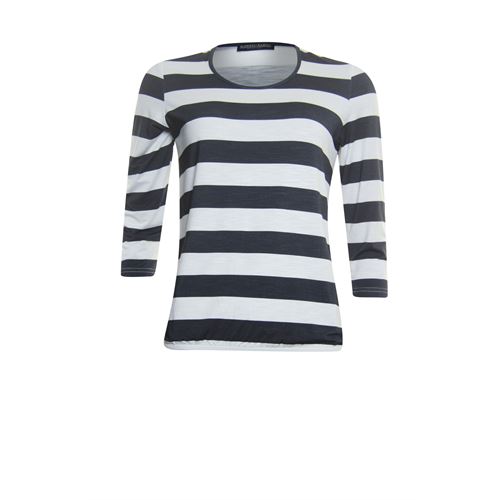 Roberto Sarto dameskleding t-shirts & tops - gestreept t-shirt blouson met ronde hals. beschikbaar in maat  (blauw,multicolor,wit)