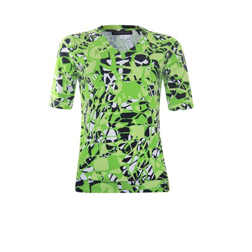 Roberto Sarto dameskleding t-shirts & tops - t-shirt blouson met v-hals en print. beschikbaar in maat  (blauw,groen,multicolor,wit)