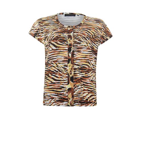 Roberto Sarto dameskleding t-shirts & tops - t-shirt blouson met ronde hals en print. beschikbaar in maat  (bruin,geel,multicolor)