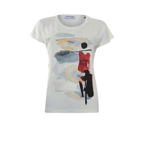 Anotherwoman dameskleding t-shirts & tops - top voorpand artwork k/m. mix 36,38,40,42,44 (multicolor,rood)