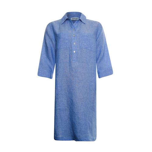 Anotherwoman ladieswear dresses - polo dress linen with pockets. available in size 40 (blue)