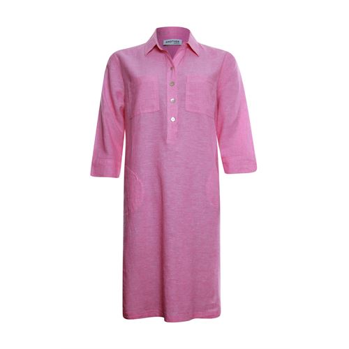 Anotherwoman dameskleding jurken - polo jurk linnen met zakken. beschikbaar in maat 38,40,42,44,46 (roze)
