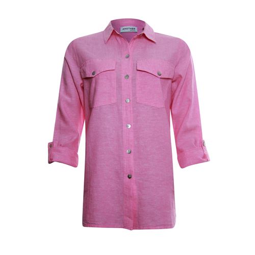 Anotherwoman dameskleding blouses & tunieken - blouse lang linnen met zakken. mix  (roze)