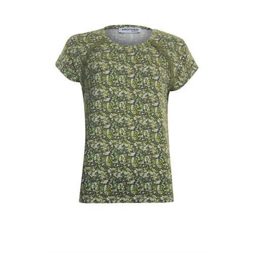 Anotherwoman dameskleding t-shirts & tops - t-shirt print met kant deco k/m. mix 36,42,46 (multicolor,olijf)