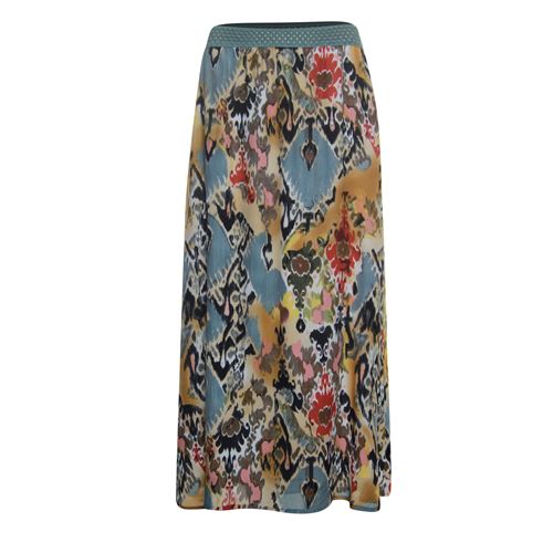 Anotherwoman ladieswear skirts - long skirt printed elastic waist. available in size 42,44,46 (blue,brown,multicolor)