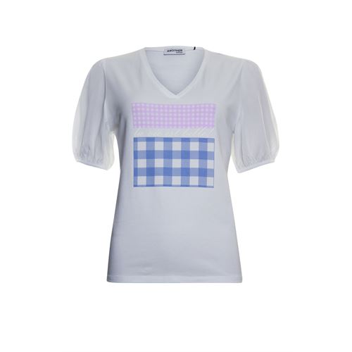Anotherwoman dameskleding t-shirts & tops - t-shirt fromt artwork geweven mouw. mix  (blauw,multicolor,roze,wit)