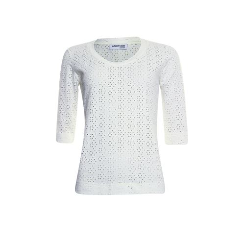 Anotherwoman dameskleding t-shirts & tops - t-shirt broderie jersey k/m. beschikbaar in maat  (ecru)