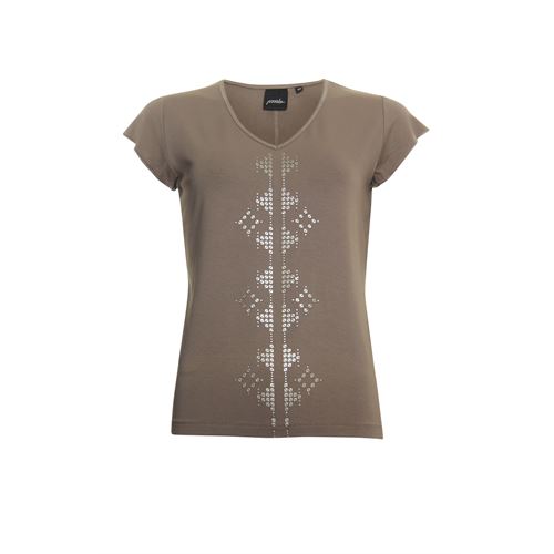 Poools dameskleding t-shirts & tops - t-shirt foil. mix 36,38,40,42,46 (bruin)