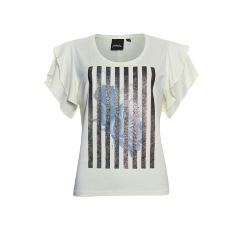Poools dameskleding t-shirts & tops - t-shirt foil stripes. mix 36,38,40,42,46 (ecru)