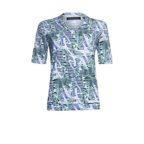 Roberto Sarto dameskleding t-shirts & tops - blouson shirt met v-hals en print. mix  (multicolor)