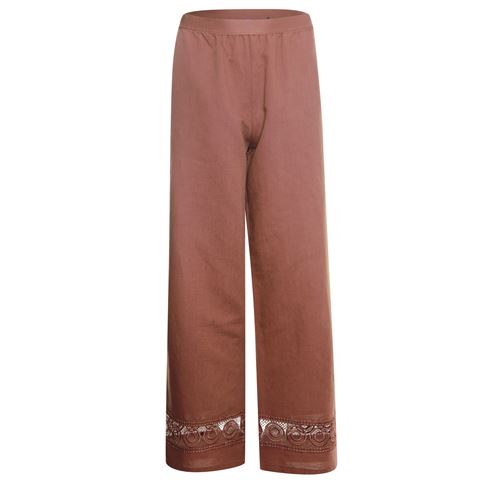 Anotherwoman dameskleding broeken - linnen broek met kant. beschikbaar in maat 36,38,40,42,44,46 (oranje)