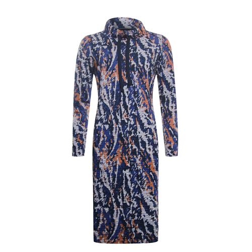Roberto Sarto ladieswear dresses - dress with stand up collar and ong sleeves. available in size 38,40,44,46,48 (blue,brown,multicolor)
