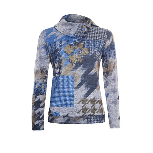 Roberto Sarto ladieswear pullovers & vests - pullover col with buttons and all over print. available in size 38,44 (multicolor)