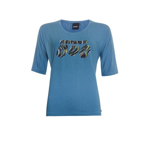 Poools dameskleding t-shirts & tops - t-shirt ooo's. beschikbaar in maat 36,38,40,42,44,46 (blauw)