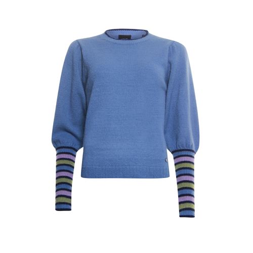 Poools dameskleding truien & vesten - pullover gestreept manchet. mix  (blauw)