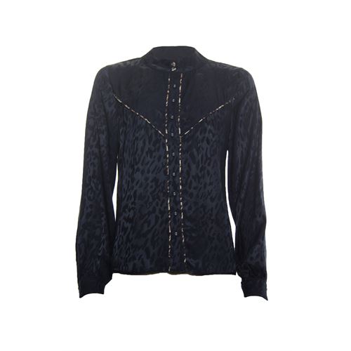 Poools dameskleding blouses & tunieken - blouse contrast. beschikbaar in maat 36,38,40,42,44,46 (zwart)