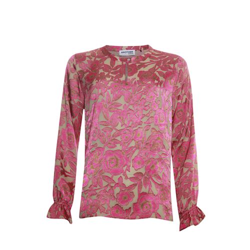 Anotherwoman dameskleding blouses & tunieken - blouse ronde hals. beschikbaar in maat 36,38,40,42,44,46 (bruin,multicolor,roze)