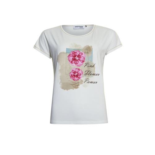 Anotherwoman dameskleding t-shirts & tops - t-shirt ronde hals. beschikbaar in maat 40,42,46 (bruin,ecru,multicolor,roze)