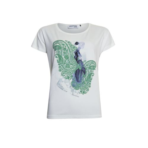 Anotherwoman dameskleding t-shirts & tops - t-shirt ronde hals. beschikbaar in maat 36 (blauw,ecru,groen,multicolor)