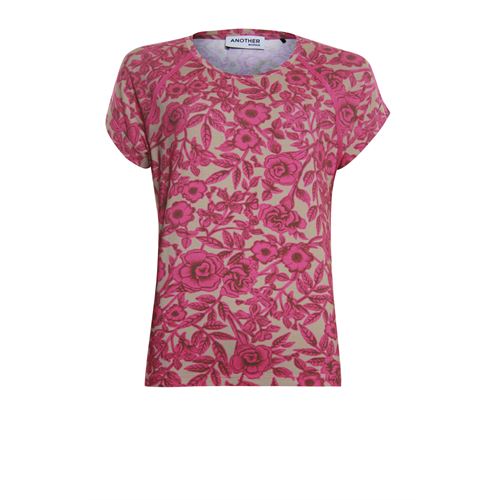 Anotherwoman dameskleding t-shirts & tops - t-shirt ronde hals. beschikbaar in maat 36,38,40,42,44,46 (bruin,multicolor,roze)