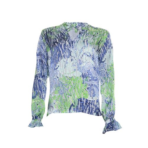 Anotherwoman dameskleding blouses & tunieken - blouse met opstaande kraag. beschikbaar in maat 36,42,44,46 (blauw,ecru,groen,multicolor)