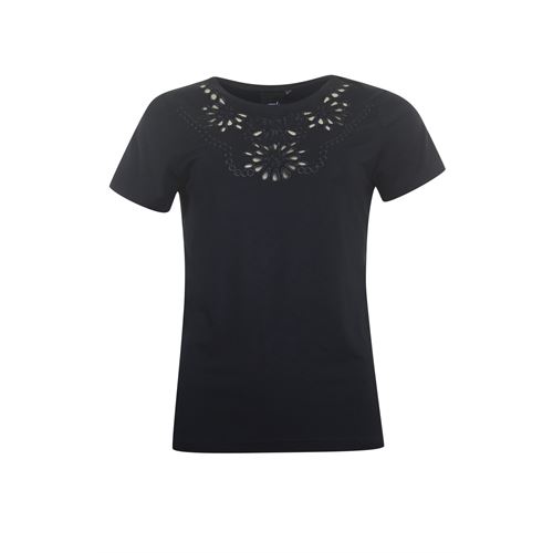 Poools dameskleding t-shirts & tops - t-shirt embroidery. beschikbaar in maat  (zwart)