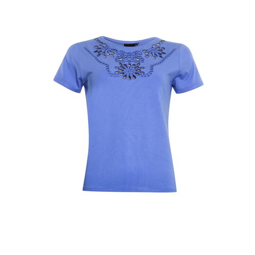 Poools dameskleding t-shirts & tops - t-shirt embroidery. beschikbaar in maat 36,38,40,42,44,46 (blauw)