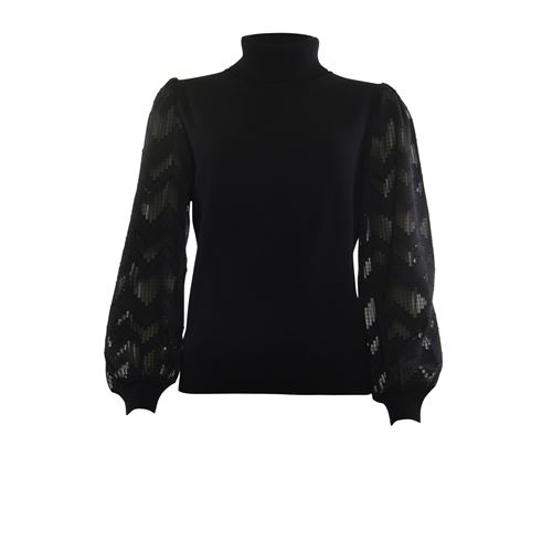 Poools dameskleding truien & vesten - sweater woven sleeves. beschikbaar in maat 36,38,40,42 (zwart)