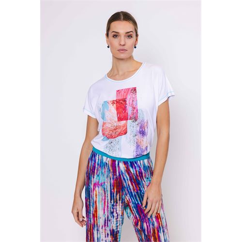 Anotherwoman dameskleding t-shirts & tops - t-shirt ronde hals. beschikbaar in maat 40,42,46 (multicolor)