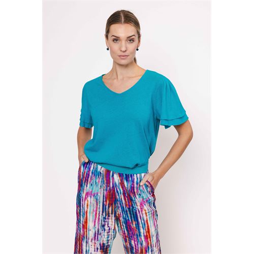 Anotherwoman dameskleding t-shirts & tops - t-shirt v-hals. beschikbaar in maat 36,38,44,46 (blauw)