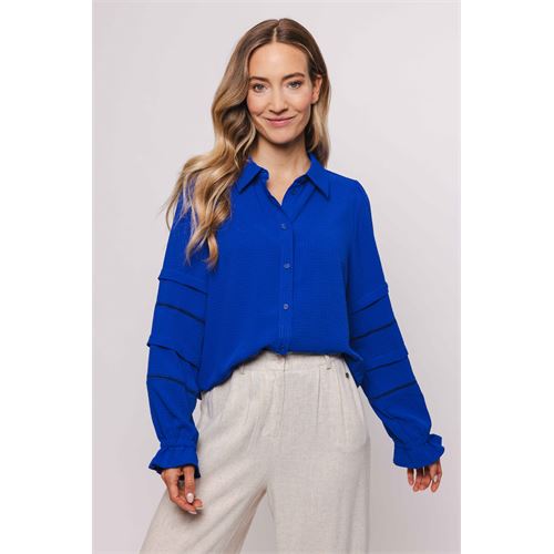 Poools dameskleding blouses & tunieken - blouse plain. beschikbaar in maat 36,38,40,42,44,46 (blauw)