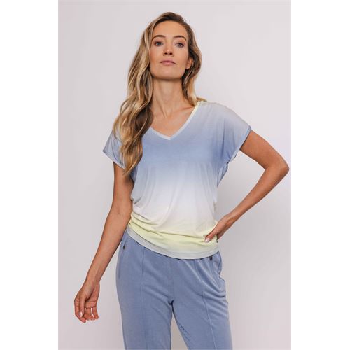 Poools dameskleding t-shirts & tops - t-shirt ombre stripe. mix 38,40,42,44 (blauw)