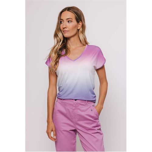 Poools dameskleding t-shirts & tops - t-shirt ombre stripe. beschikbaar in maat 38,40,42,44,46 (roze)