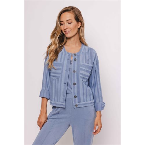 Poools dameskleding blouses & tunieken - blouse plain stripe. beschikbaar in maat 36,38,40,42,44,46 (blauw)
