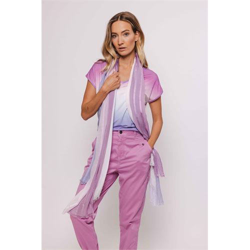 Poools dameskleding accessoires - shawl stripe dye. mix one size (roze)