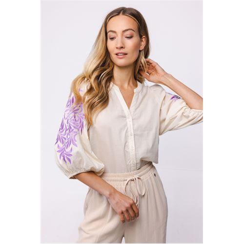 Poools ladieswear blouses & tunics - blouse embroidered sleeve. available in size 42 (off-white)