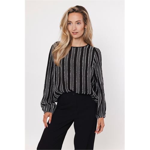 Poools ladieswear blouses & tunics - blouse stripe. available in size 36,38,40,42,44,46 (black)