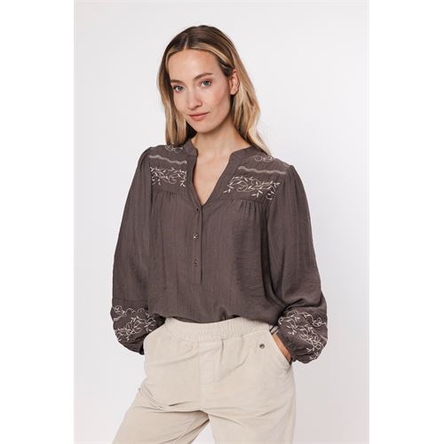 Poools dameskleding blouses & tunieken - blouse borduur. beschikbaar in maat 44,46 (olijf)