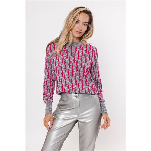 Poools dameskleding truien & vesten - sweater relief. mix 36,40,42 (roze)