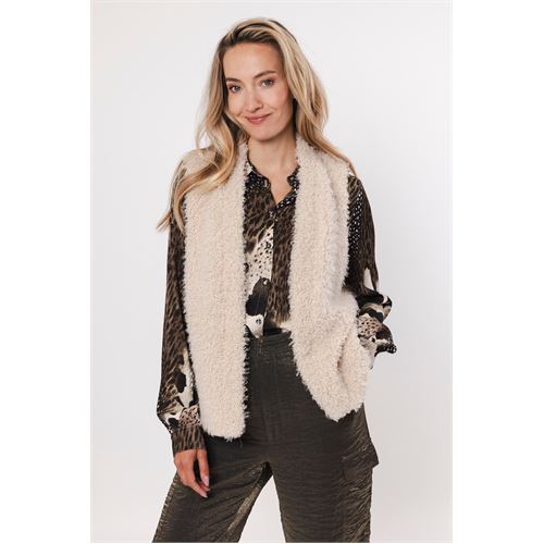 Poools dameskleding jassen & blazers - gilet fur. mix  (ecru)