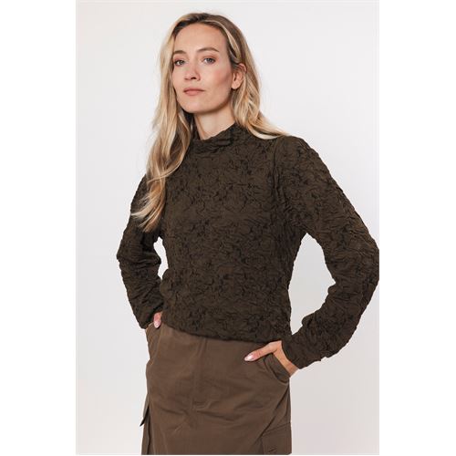 Poools dameskleding truien & vesten - sweater jacquard. mix 36,38,40,42,44,46 (olijf)